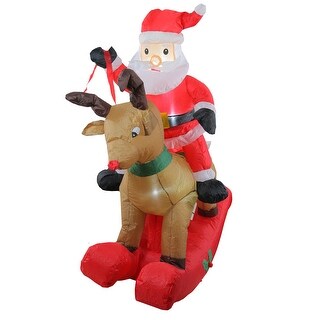 Shop 4 75 Inflatable Rocking Reindeer Santa Lighted Christmas
