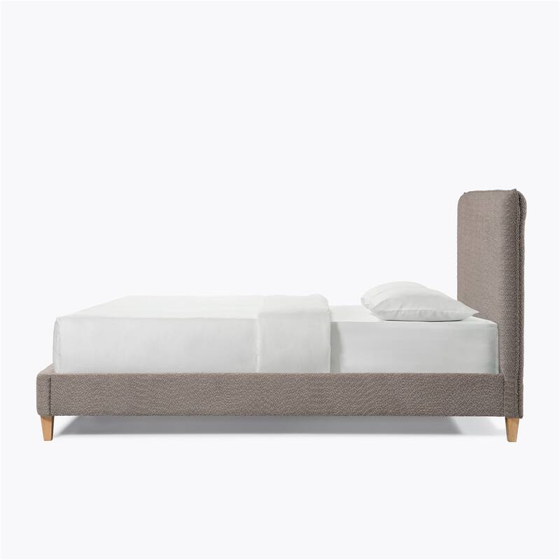 Queen Size Upholstered Platform Bed w/Nailhead Decoration & 4 Drawers