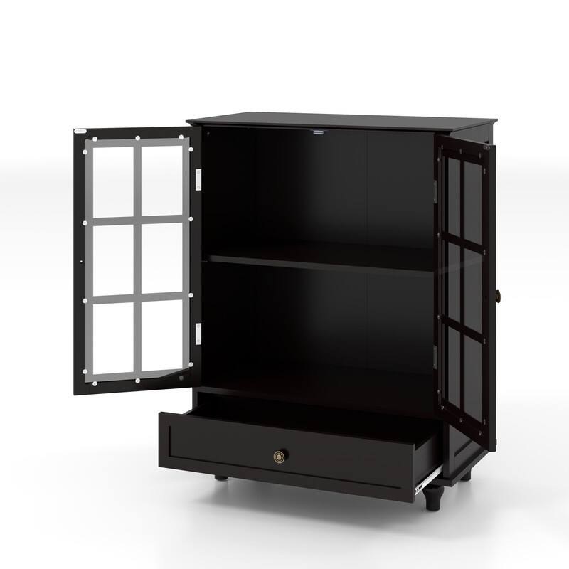 Modern Buffet Cabinet with Adjustable Shelves and Display Glass Doors for Versatile Living Room Storage