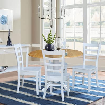 42 in. Drop Leaf Table with 4 Ladder Back Dining Chairs - 5 Piece Set