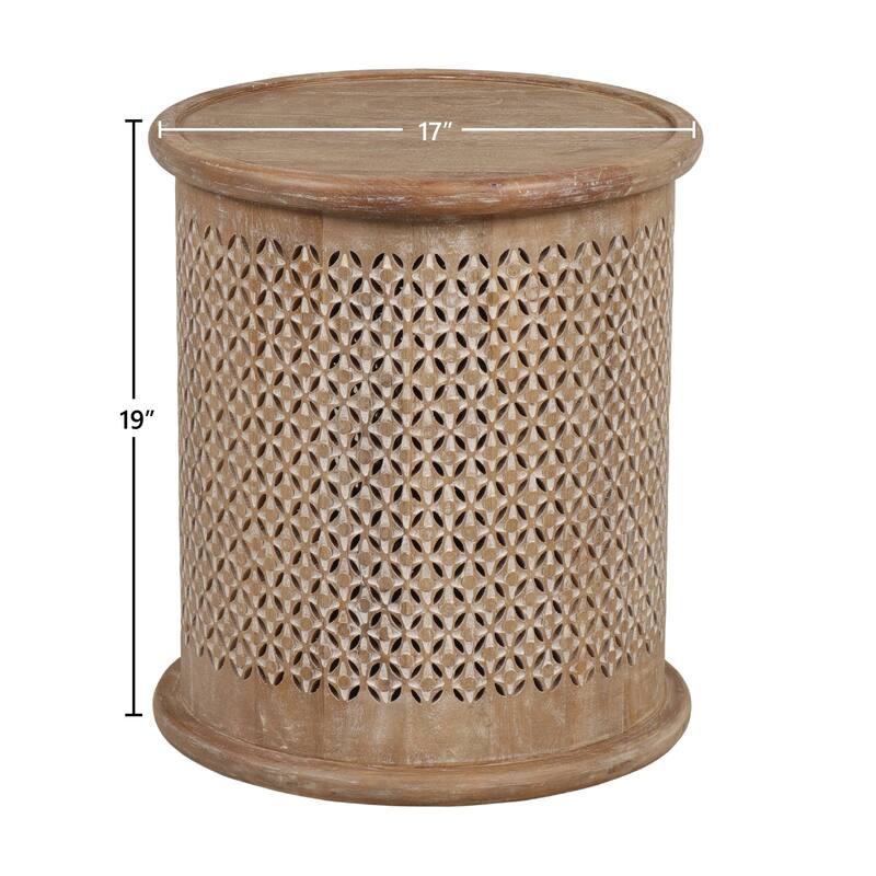 Sumter 17-inch Diameter Mango Wood Drum Side Table