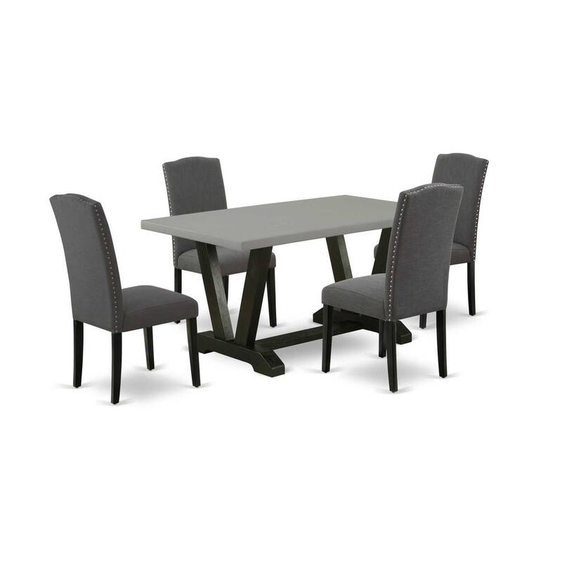 5-Piece Rectangle Natural Oak Finish Solid Wood Top Dining table with 4 Chairs with