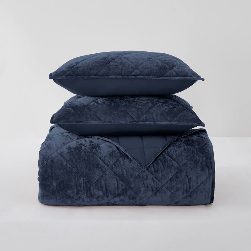 Beaute Living Diamond Velvet 3 Piece Quilt Set