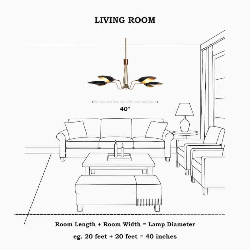 Modern Multi-Light Large Black Gold Sputnik Chandelier Metal Pendant Lights for Dining Room