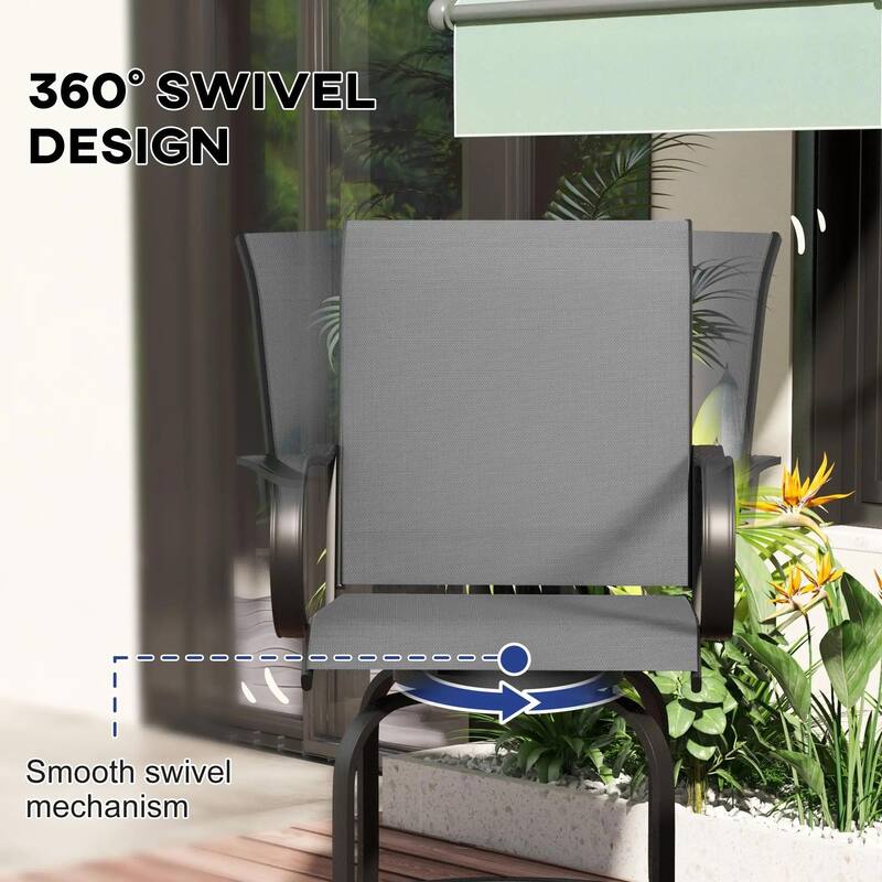 Outdoor Bar Stools Set of 2, 360° Swivel Bar Height Chairs