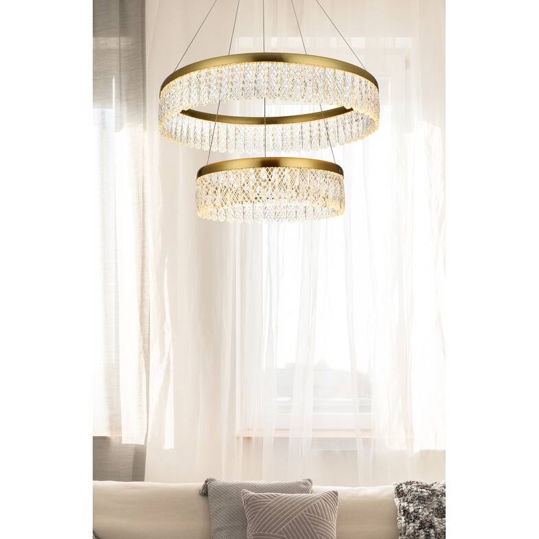 Elegant Lighting 2060G24 Rune 24" Wide LED Ring Chandelier - 3006