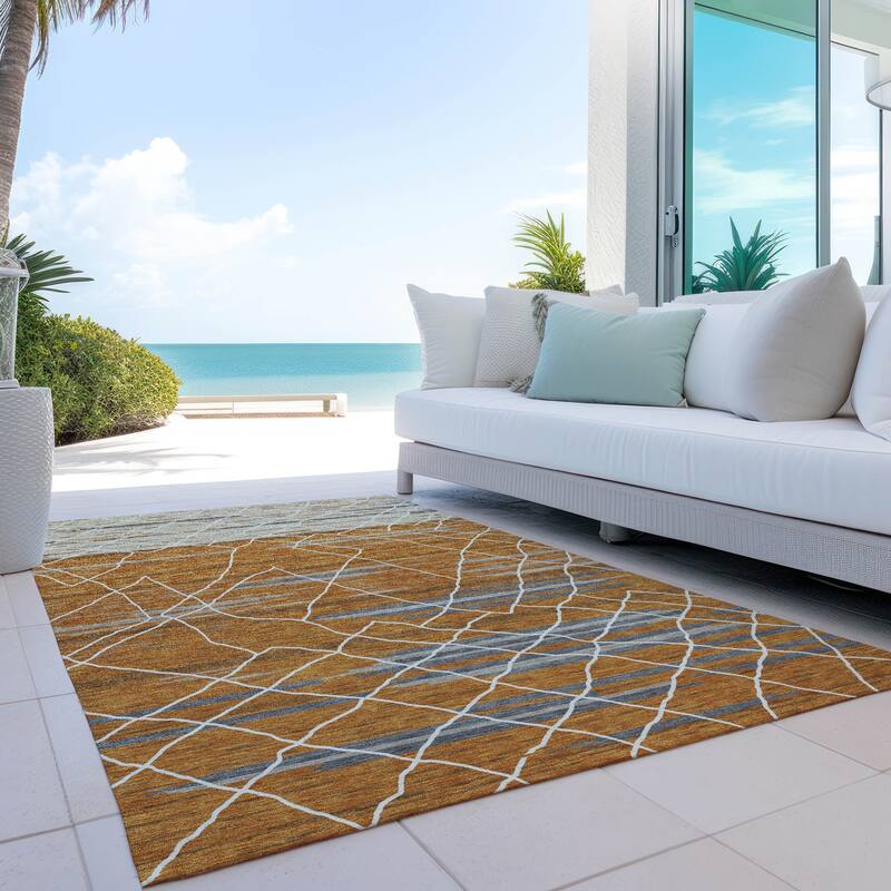 Machine Washable Indoor/ Outdoor Modern Global Chantille Rug