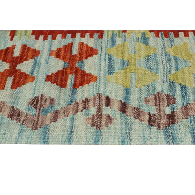 Flatweave Mohigul Red/Blue Rug - 3'3" x 5'0"