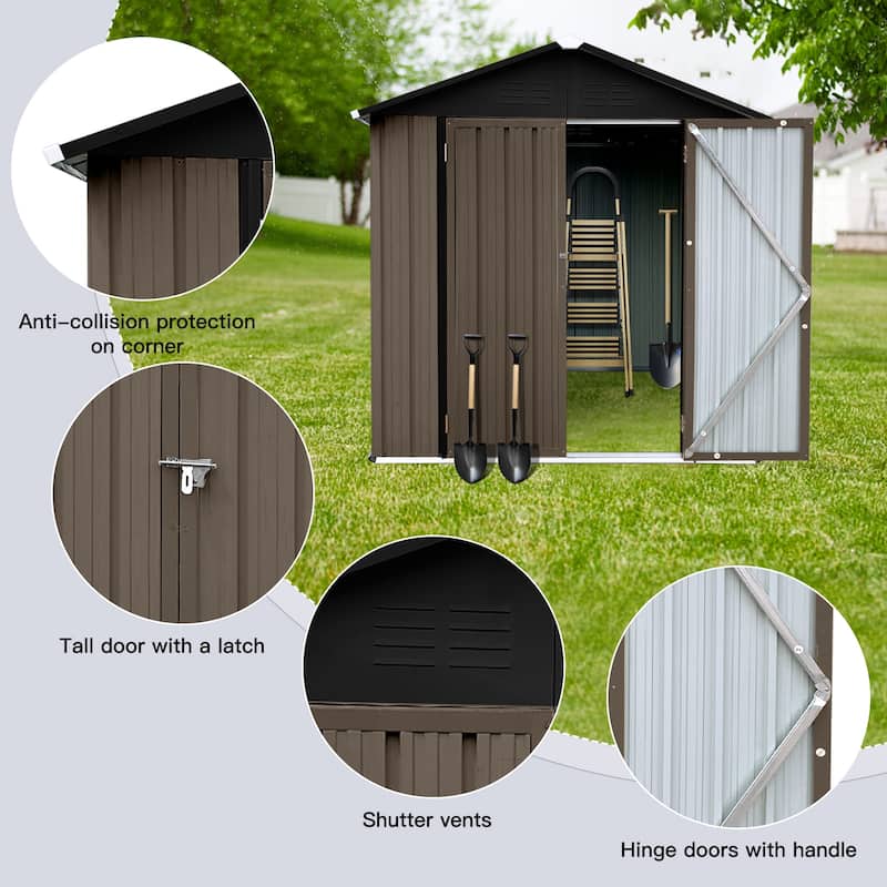 Metal Outdoor Storage Sheds 4ftx6ft Apex Roof With Two Integrated Punched Vents