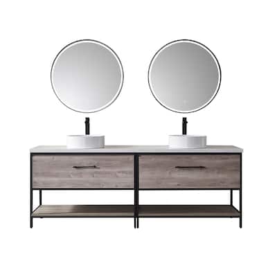 Murcia 84" Vanity with Countertop and vessel sink With Mirror