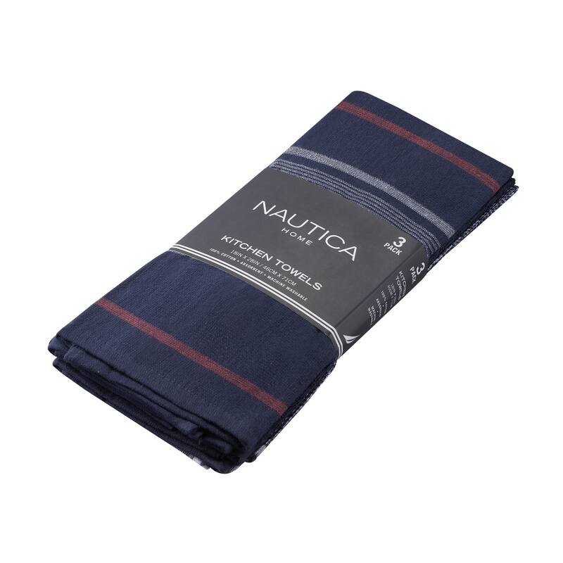 Nautica Home Cotton Classics Textured 18" x 28" 3 Piece Kitchen Towel Set
