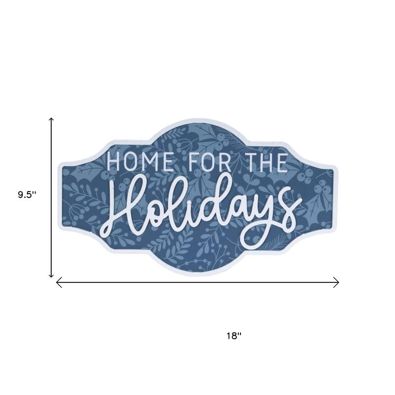 HomeRoots Set of Two Blue And White Christmas Home For The Holidays Wood Wall Decor