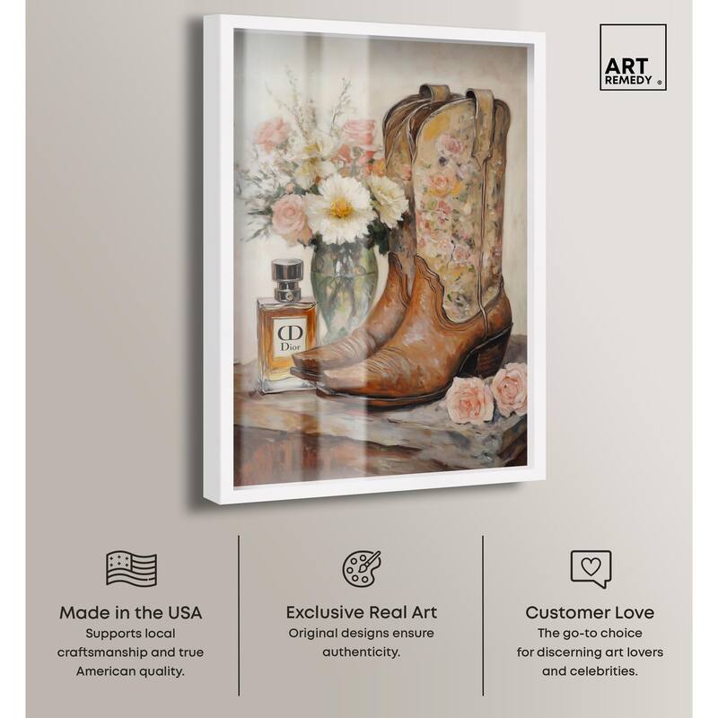 Delicate Floral Boots Shadowbox by Art Remedy