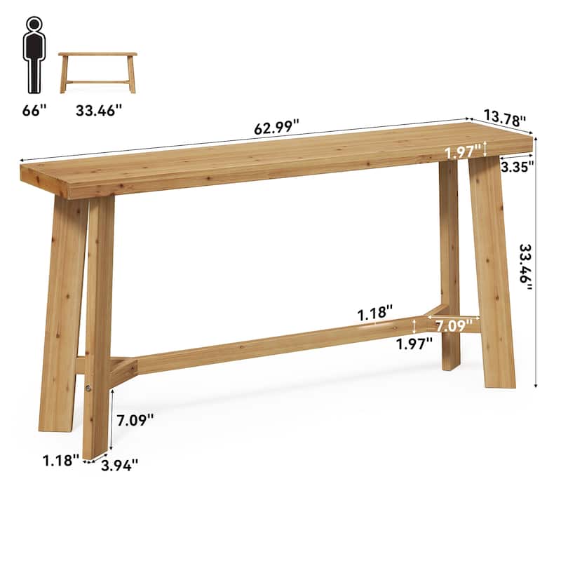 63-Inch Solid Wood Console Table for Living Room
