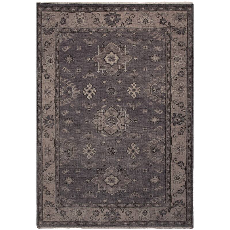 Alora Decor Antique Hand-Knotted Gray and Beige Medallion Rug