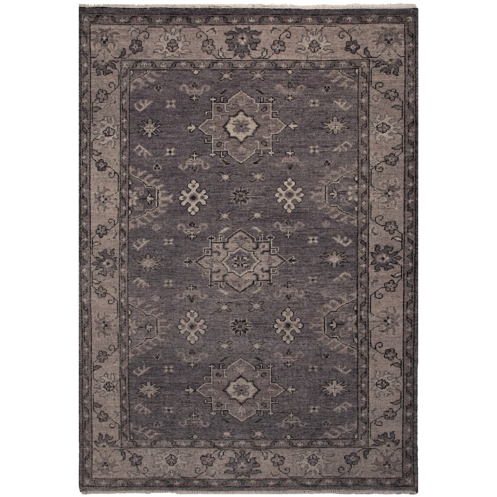 Alora Decor Antique Hand-Knotted Gray and Beige Medallion Rug