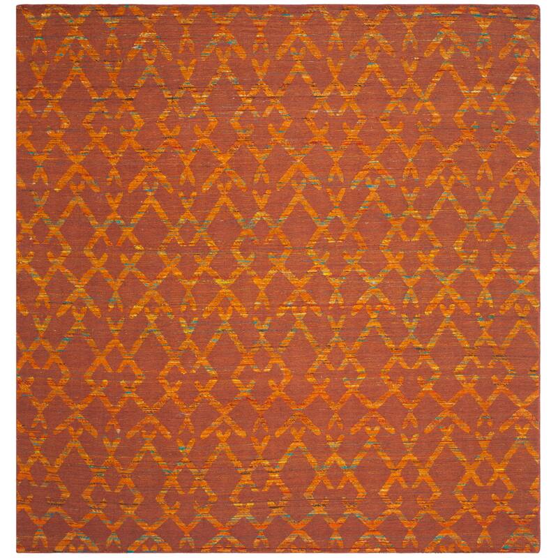 SAFAVIEH Handmade Straw Patch Danyell Modern Wool Rug - 7' Square - Rust/Gold