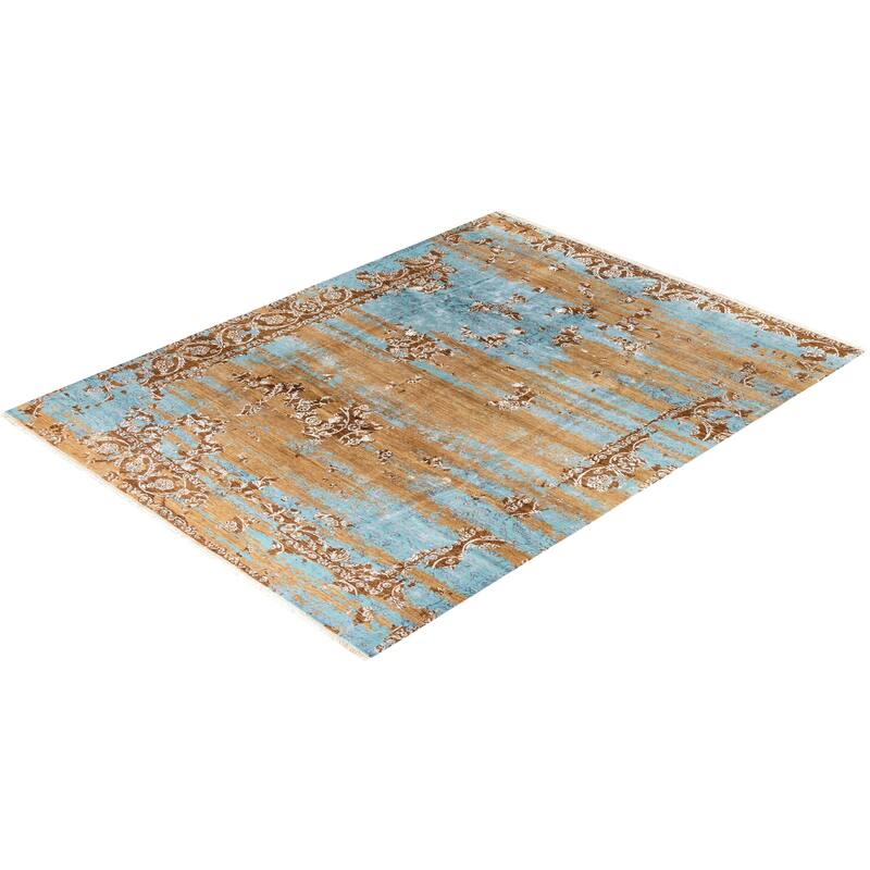 Ikat One-of-a-Kind Hand-Knotted Area Rug - Brown, 9' 0" x 12' 1" - 9' 0" x 12' 1"