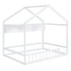 preview thumbnail 18 of 36, Wooden House Bed with Storage Shelf, Kids Bed with Fence & Roof