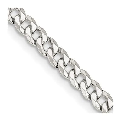 Curata 925 Sterling Silver 4mm Beveled Curb Chain Necklace for Men