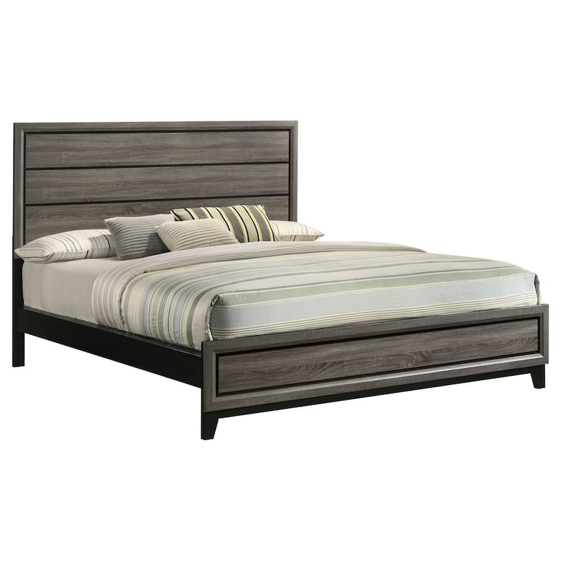 Watson Transitional Wood Panel Bed Grey Oak