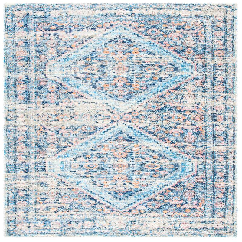 SAFAVIEH Handmade Saffron Karlee Modern Tribal Cotton Rug - 6' Square - Blue/Turquoise
