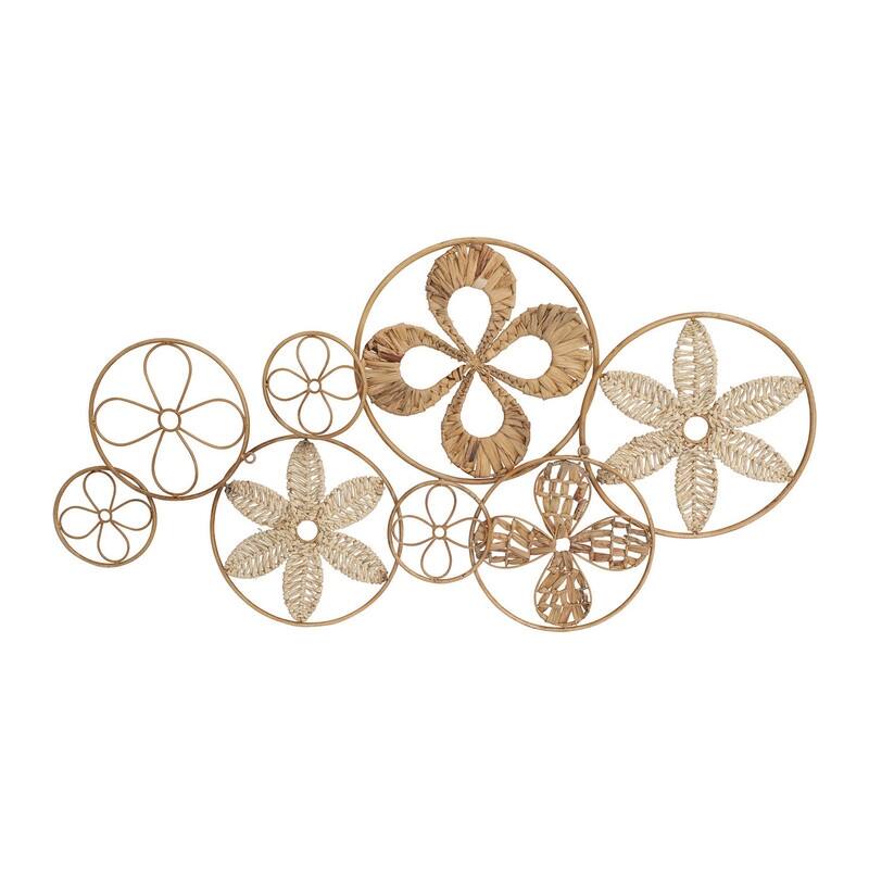 Estrella Rattan Abstract Circle Wall Art - 22"H x 43"W x 1"D