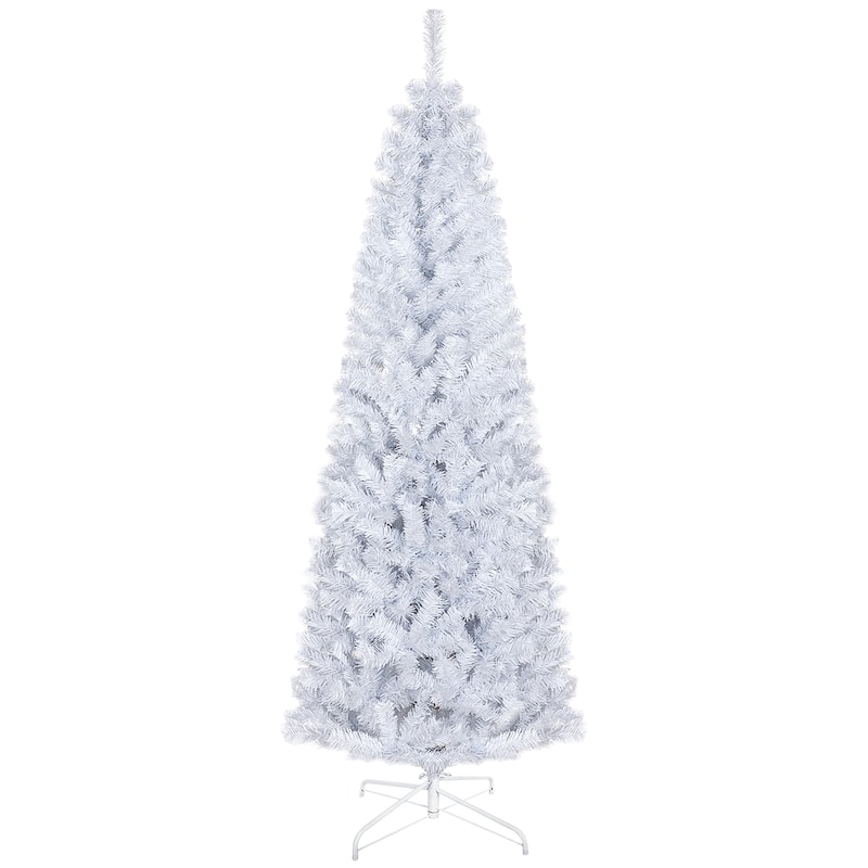HOMCOM Unlit Slim Pencil Tree - Douglas Fir Style, Realistic Branches, White