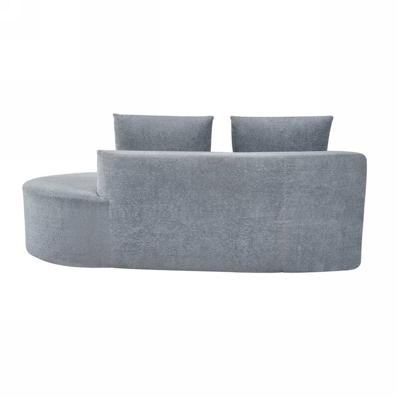 116" Pearl Upholstery Curved Sectional Sofa with Chaise Lounge, High-Density Compressed Sponge Design