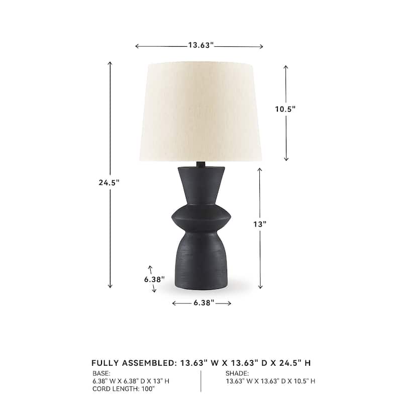 Signature Design by Ashley Scarbot Distressed Black Table Lamp (Set of 2) - 13.5" W x 13.5" D x 26" H