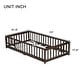 preview thumbnail 34 of 43, Twin Size Wooden Floor Bed with Fence & Door, Rubber, Safety Guardrails, Natural