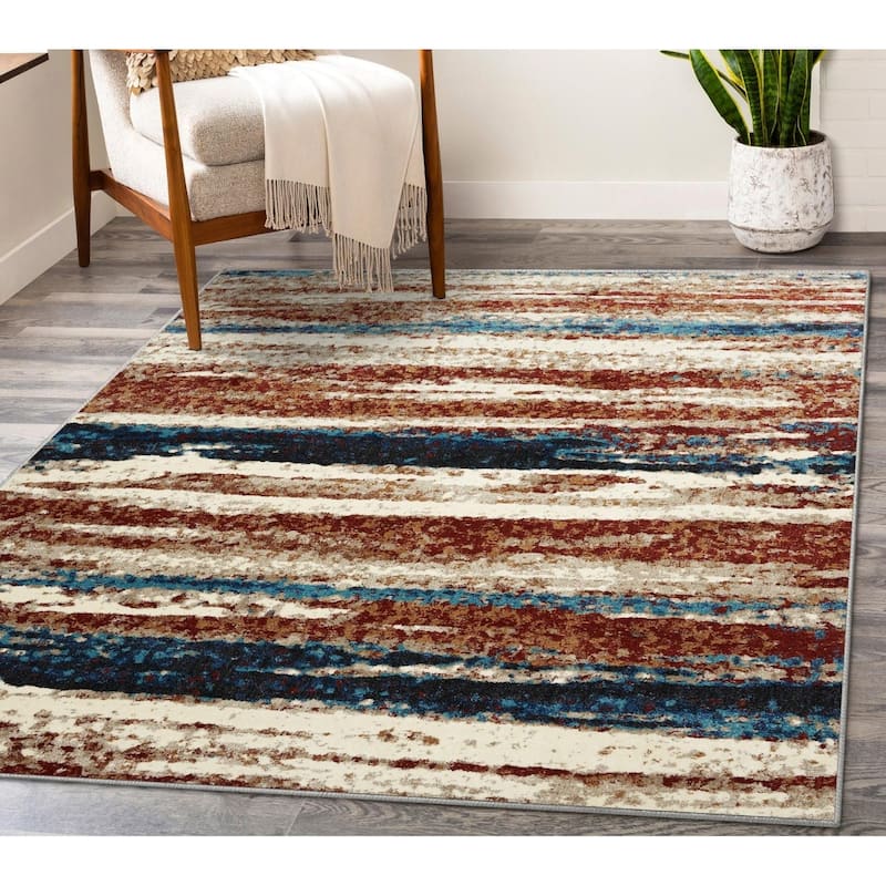 Luxe Weavers Modern Abstract Stripe Area Rug - 5' x 7' - Passion