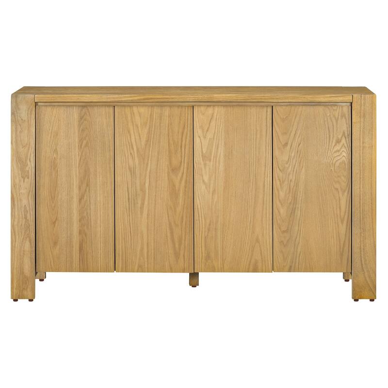 Buffet Cabinet with Storage, 4-Door Retro Wood Sideboard with Distressed Finish and Adjustable Shelves