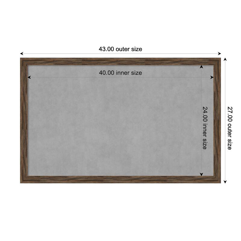 Amanti Art Regis Barnwood Mocha Narrow Framed Magnetic Board - Board Size 40x24