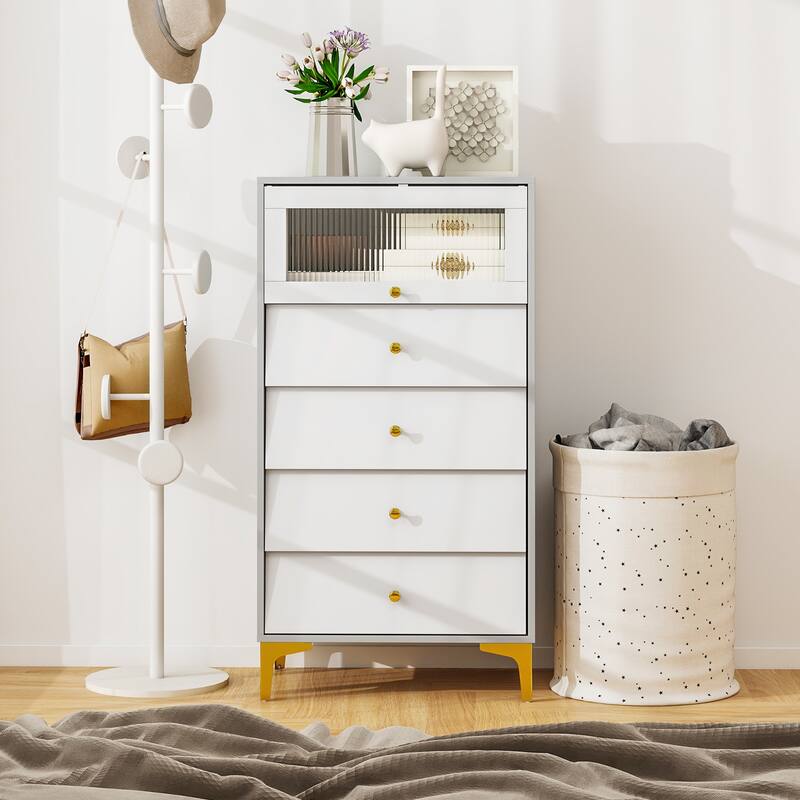 Gymax 2 PCS 4 Drawer Dresser 44.5'' Tall Dresser Chest of Drawers