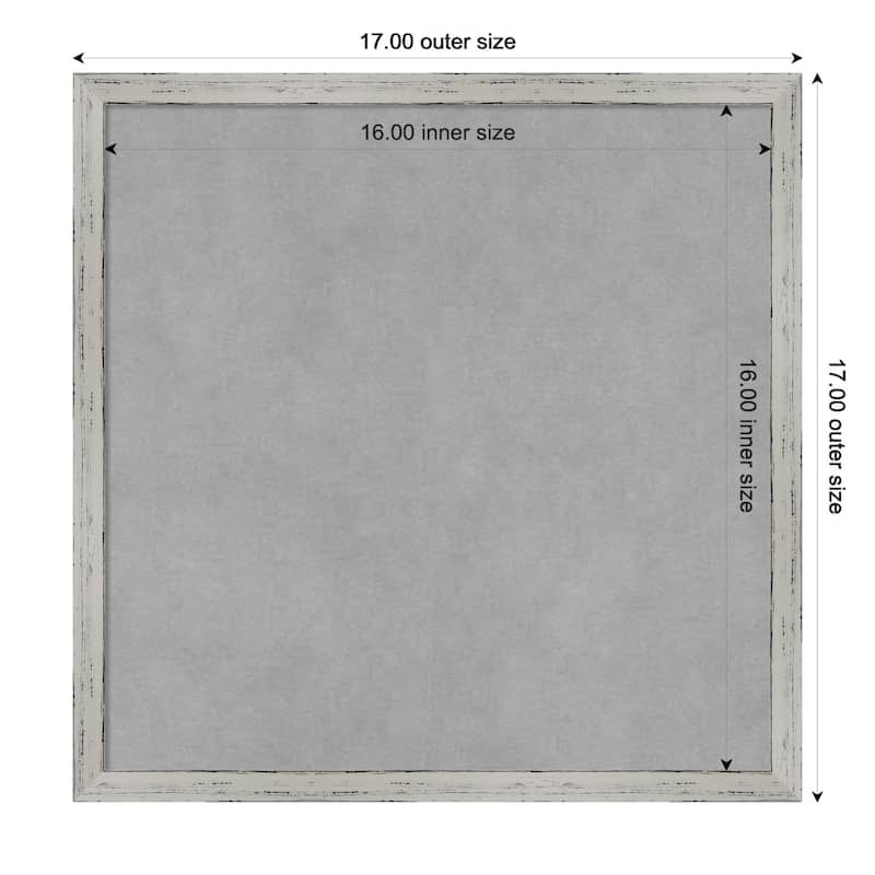 Amanti Art Shiplap White Narrow Framed Magnetic Board - Board Size 16x16