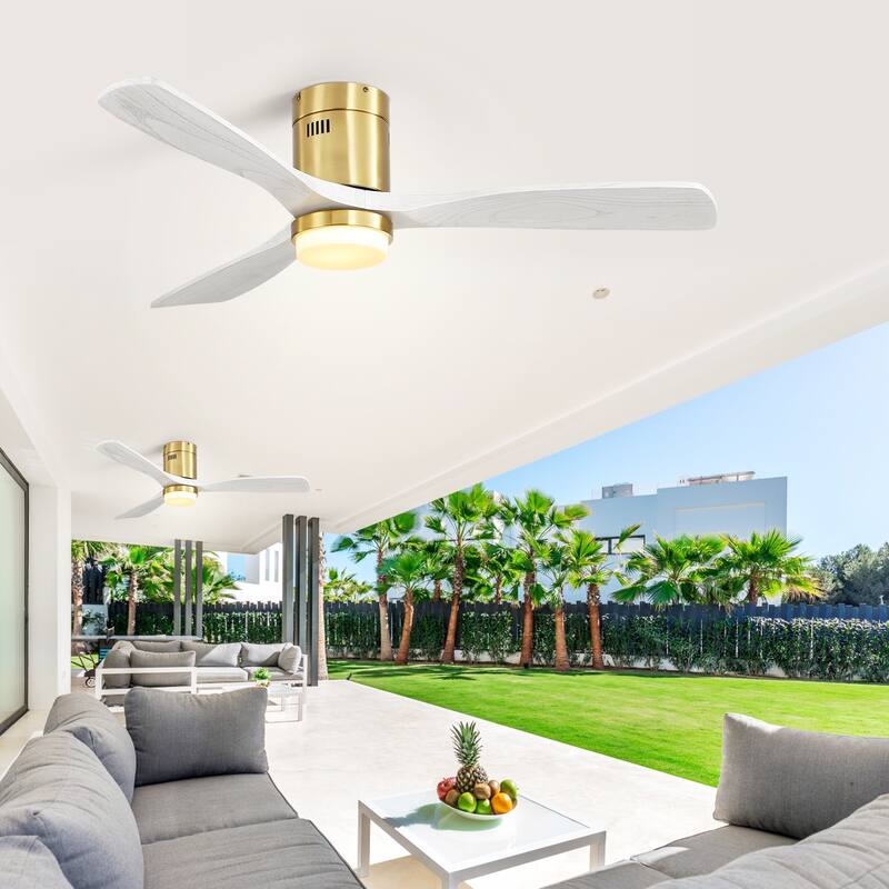 52 Inch Flush Mount Ceiling Fan With/without Light and Remote Modern Ceiling Fan Bedroom