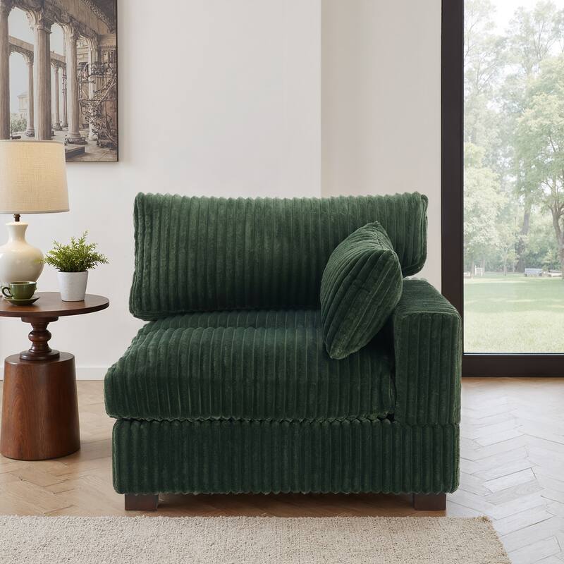 Plush Faux Fur Accent Sofa Chair - Armchair right facing - Green