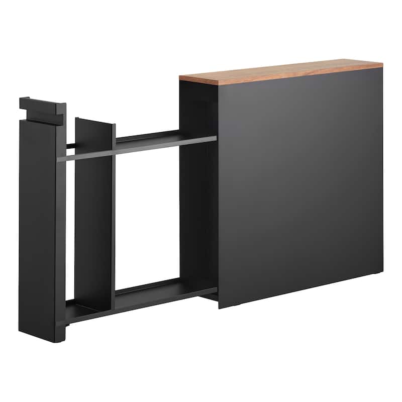 Yamazaki Home Pull-Out Bathroom Storage Cabinet, Steel and Wood - L 22.05 x W 5.51 x H 21.65 inches - Black