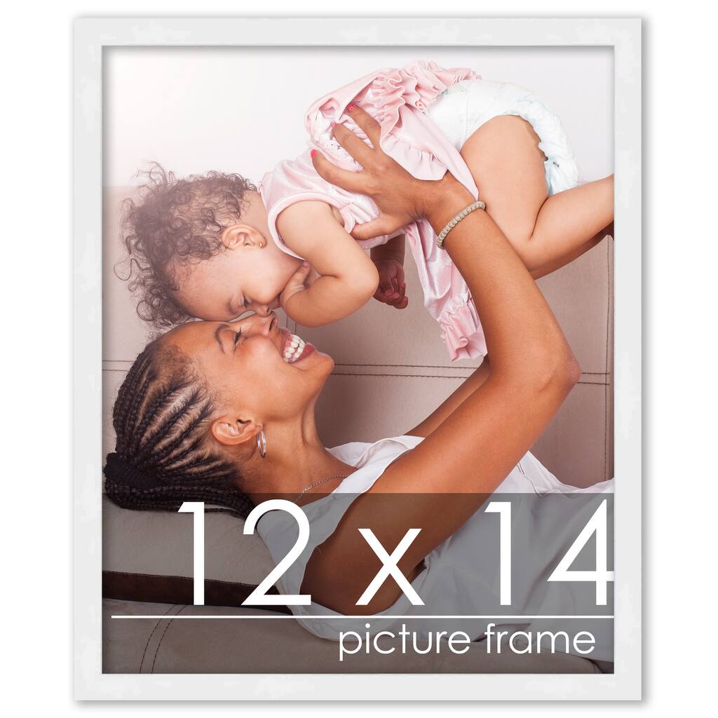 12x14 White Wood Picture Frame - UV Acrylic, Foam Board Backing, Hanging Hardware