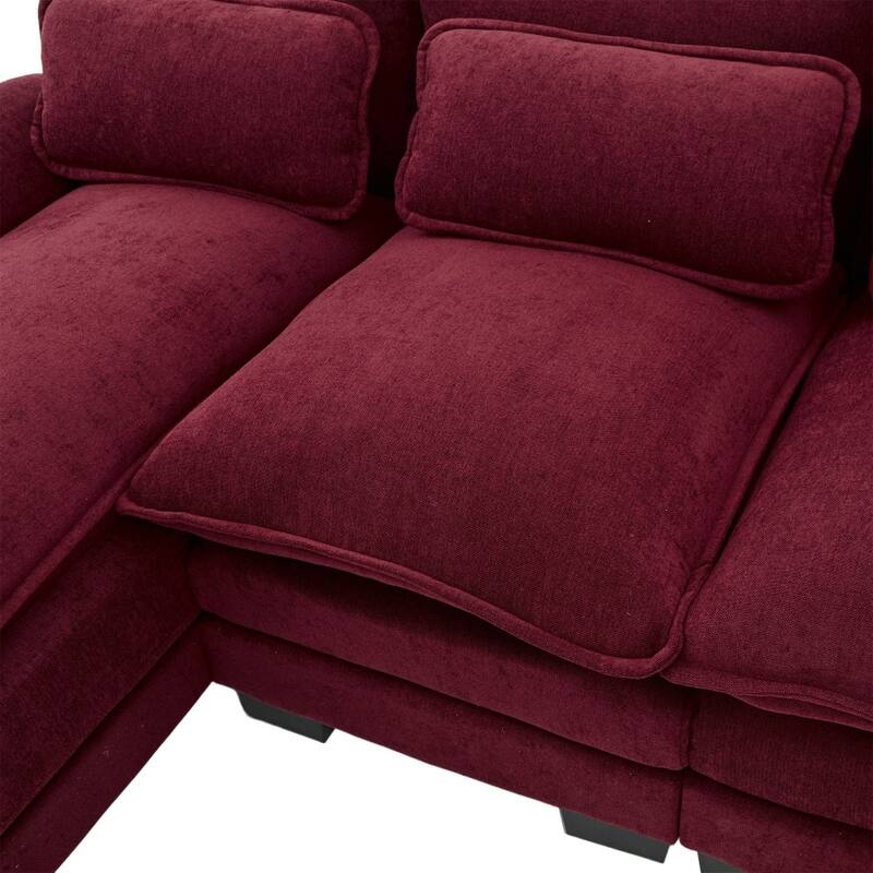 107.87" Modular Chenille Comfy Sectional Cloud Sofa with Double Chaise
