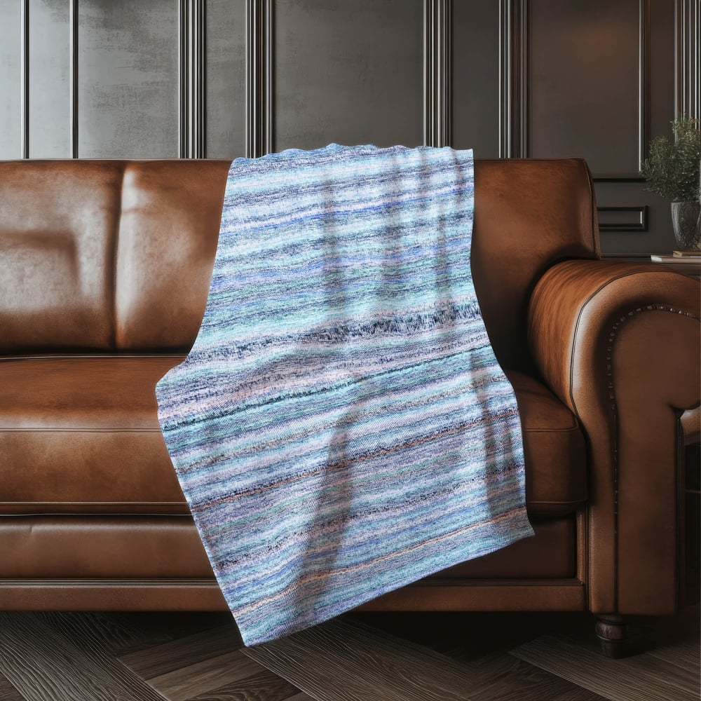Premium Machine Washable Casual Stripes Sherpa Throw Blanket