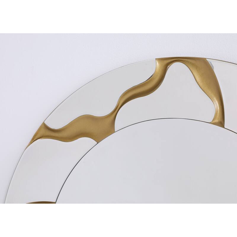 Dorinda 36 X 36 Inch Round Kintsugi Style Wall Mirror Gold