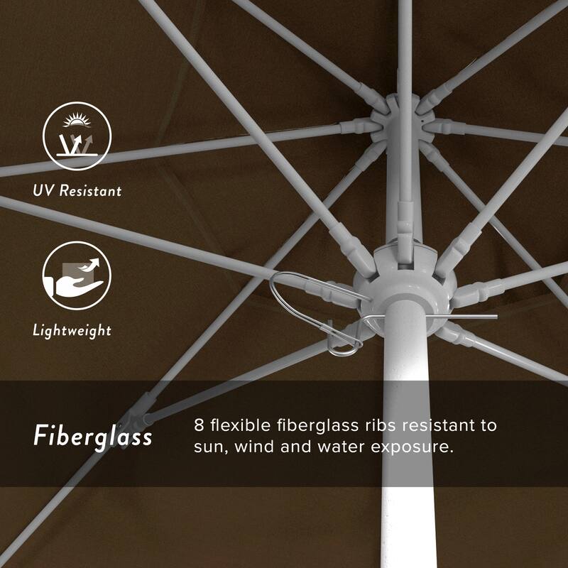 California Umbrella 75' Venture Series Patio Umbrella, White Aluminum Pole Fiberglass Ribs Push Lift Sunbrella