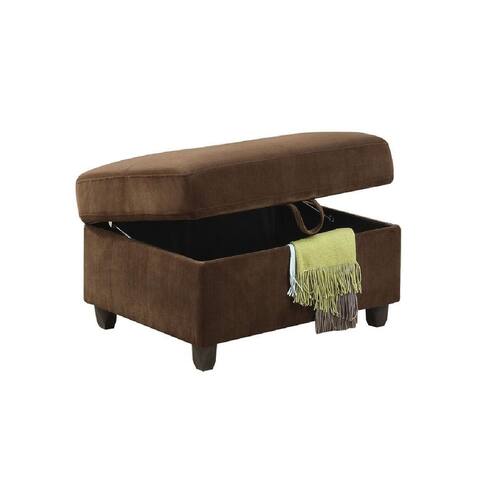 Chocolate Velvet Ottoman With Hidden Storage