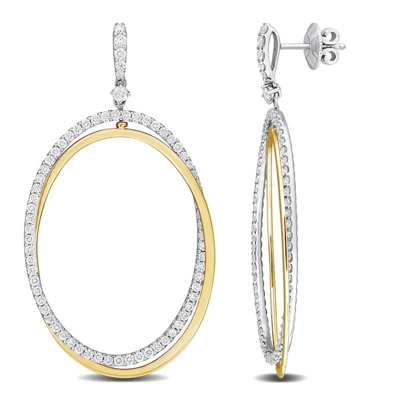 Miadora 2 1/4ct TDW Diamond InterTDWined Circular Drop Earrings 14k White and Yellow Gold