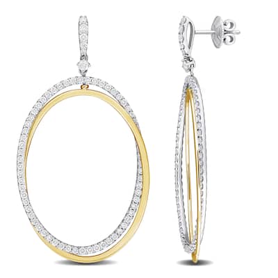 Miadora 2 1/4ct TDW Diamond InterTDWined Circular Drop Earrings 14k White and Yellow Gold