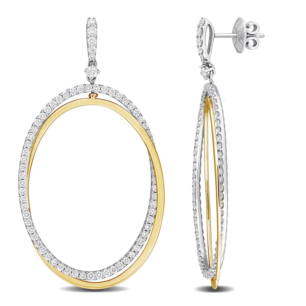 Miadora 2 1/4ct TDW Diamond InterTDWined Circular Drop Earrings 14k White and Yellow Gold