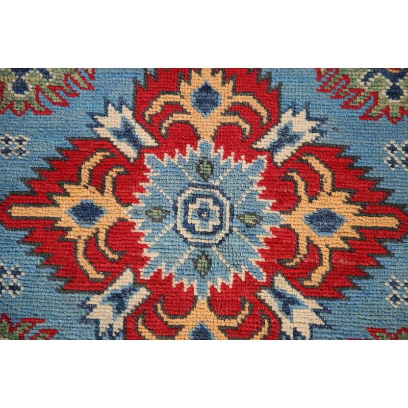 Blue Kazak Oriental Accent Rug Handmade Wool Carpet - 3'3"x 4'11"