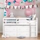preview thumbnail 1 of 33, Modern Full Size Loft Bed with Retractable Writing Desk and 4 Drawers and Lateral Portable Desk and Shelves White